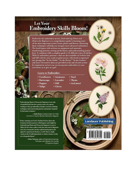 Embroidering Plants and Flowers for Beginners Book for bag making and sewing projects