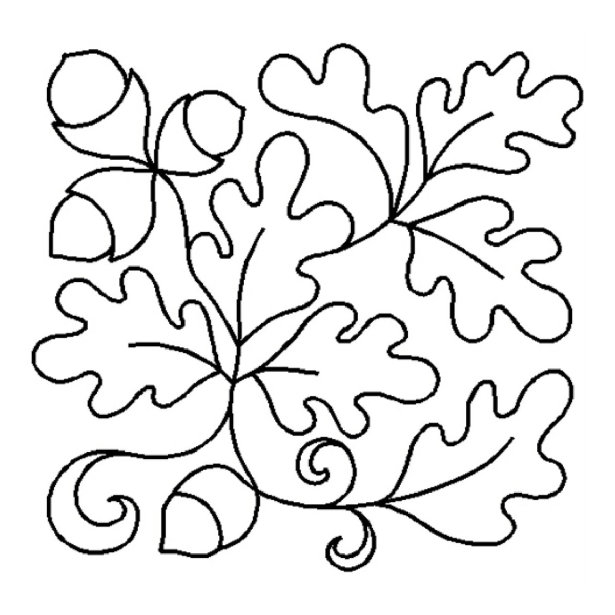 Everything Fabric Edyta Sitar 7in oak leaf block quilting stencil made of clear, reusable, flexible Mylar plastic.