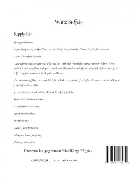 Laura Heine - White Buffalo Collage Pattern , quilting and craft projects