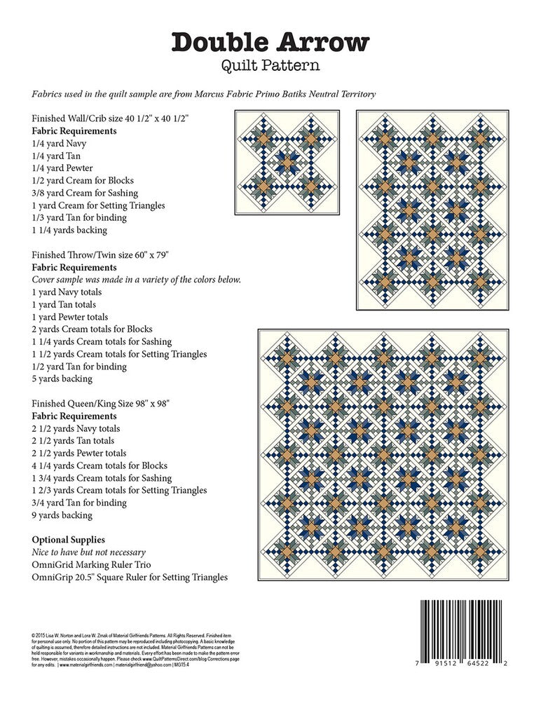 Double Arrow Quilt Pattern , quilting and craft projects