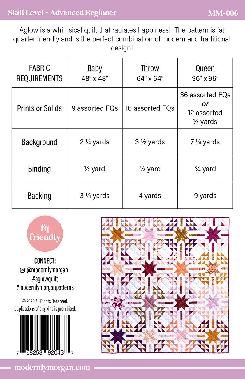 Aglow Quilt Pattern , quilting and craft projects
