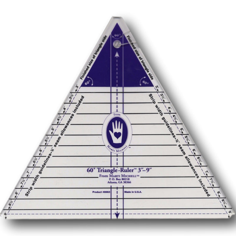 Marti Michell Triangle Ruler Large 60 Degree 76 mm to 229 mm for precise cutting, marking and patchwork