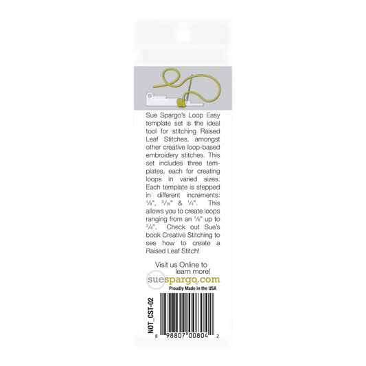 Everything Fabric Loop Easy acrylic embroidery templates for creating uniform raised leaf stitches and loops.