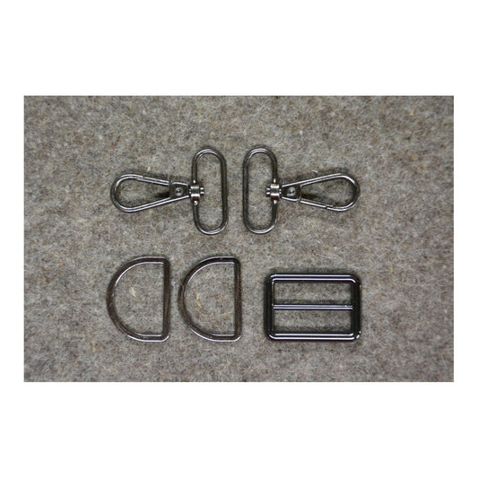 Gunmetal 32 mm Wide Bag Strap Hardware 5pc