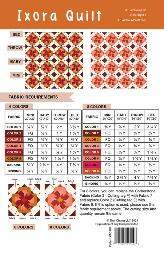 Thai Charm Ixora Quilt Pattern