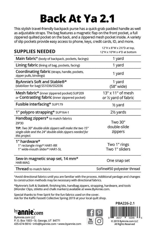 Back At Ya 2.1 Bag Pattern , quilting and craft projects