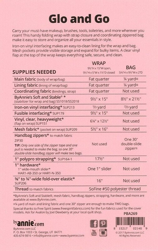 Glo and Go Essentials Bag Pattern , quilting and craft projects
