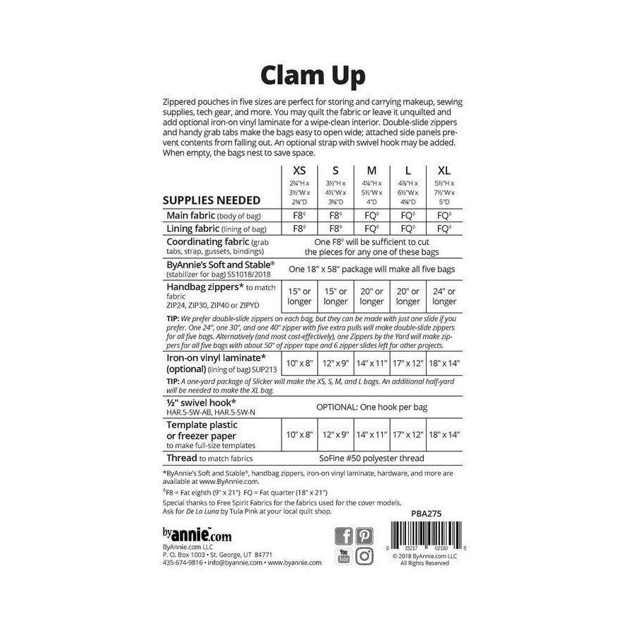 Clam Up!! Zippered Pouch Pattern