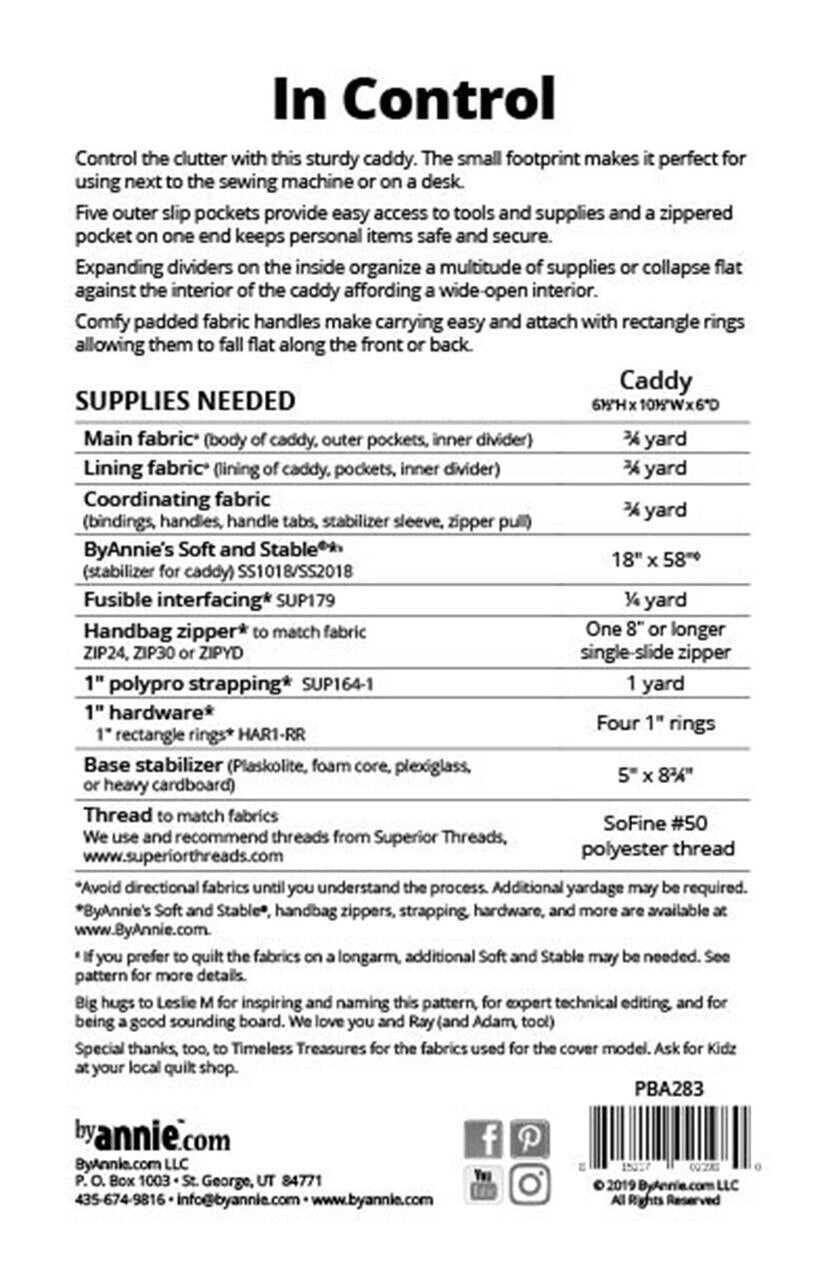 In Control Caddy Pattern , quilting and craft projects