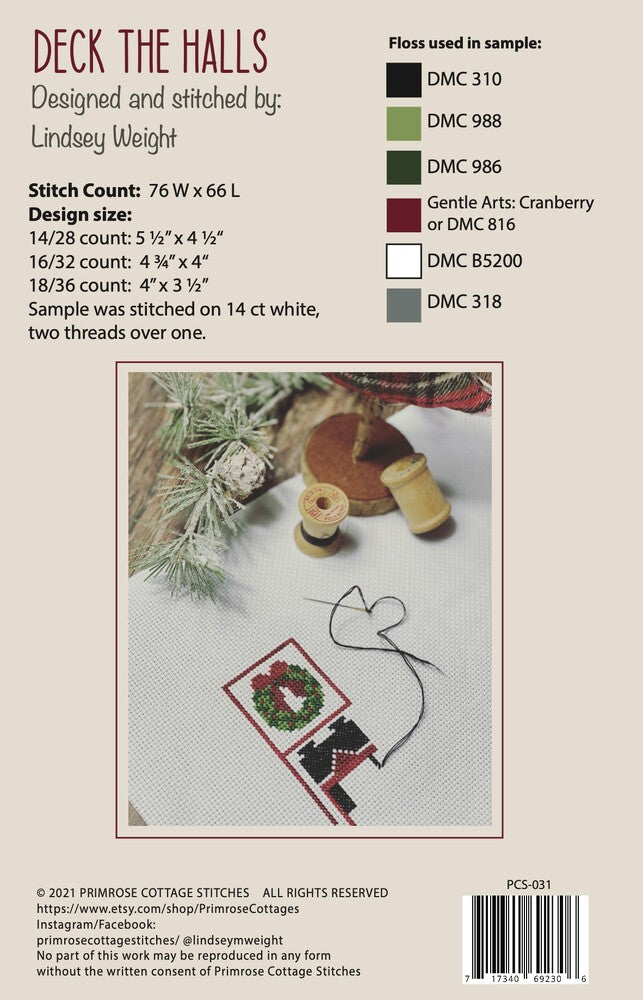 Deck the Halls Cross Stitch Pattern