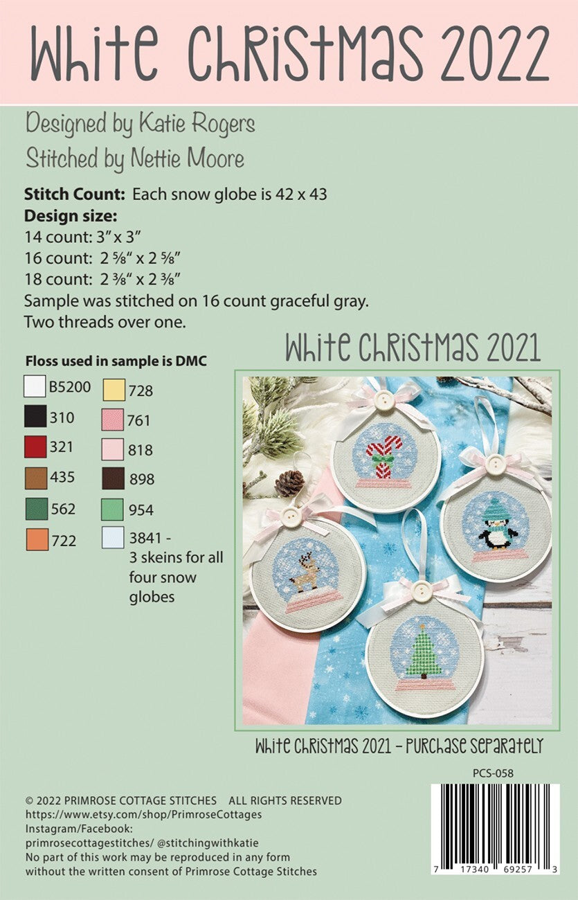 White Christmas 2022 Cross Stitch Pattern , quilting and craft projects