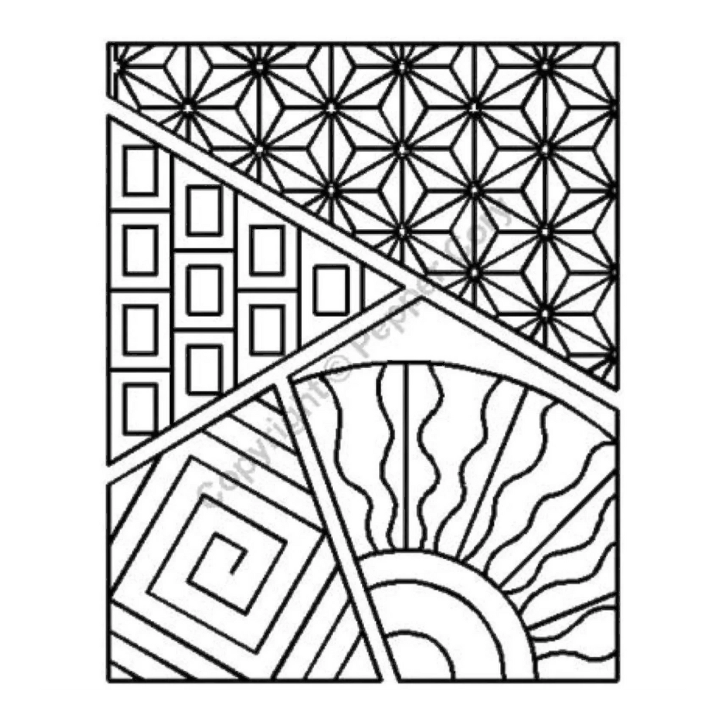 Sashiko Sampler Stencil 203 mm x 254 mm , piecing and stitching
