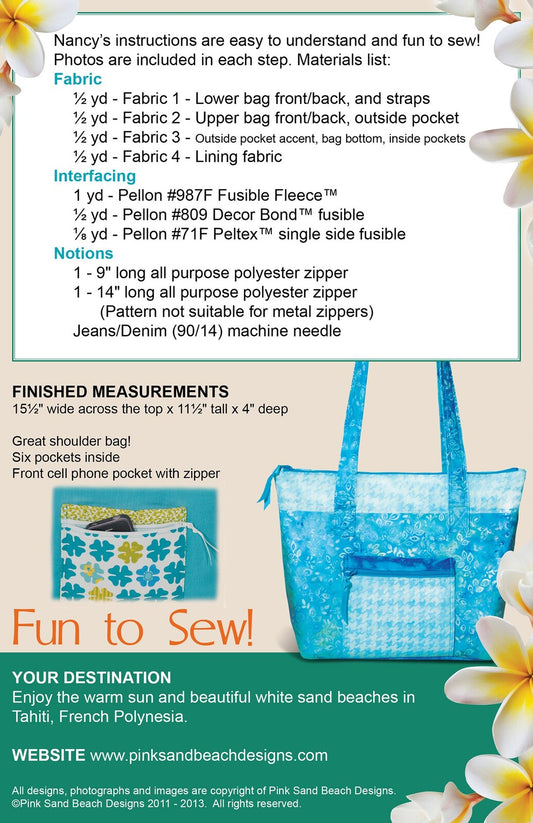 Tahiti Tote Pattern , quilting and craft projects