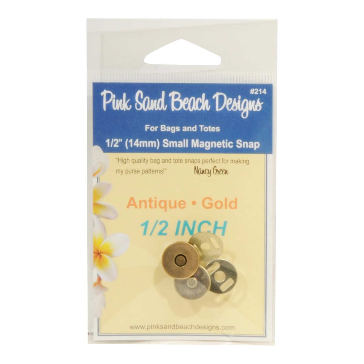 Everything Fabric 14mm antique gold magnetic purse snaps in retail packaging for handmade bags and wallets