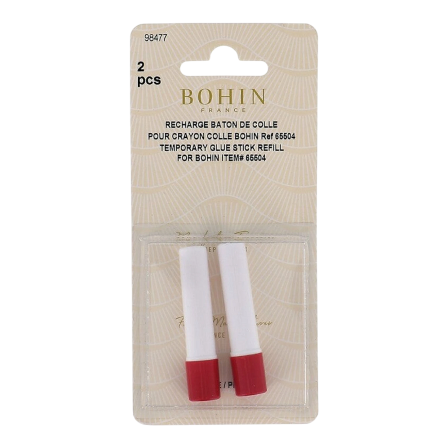 Bohin Refill For Temporary Glue Stick For Fabrics - 2 pk for applique, sewing and craft projects