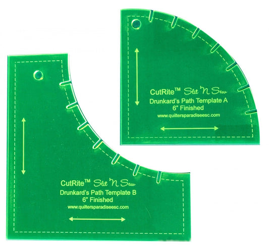 Drunkards Path Template - 203 mm finished - Slit n Sew for precise cutting, marking and patchwork