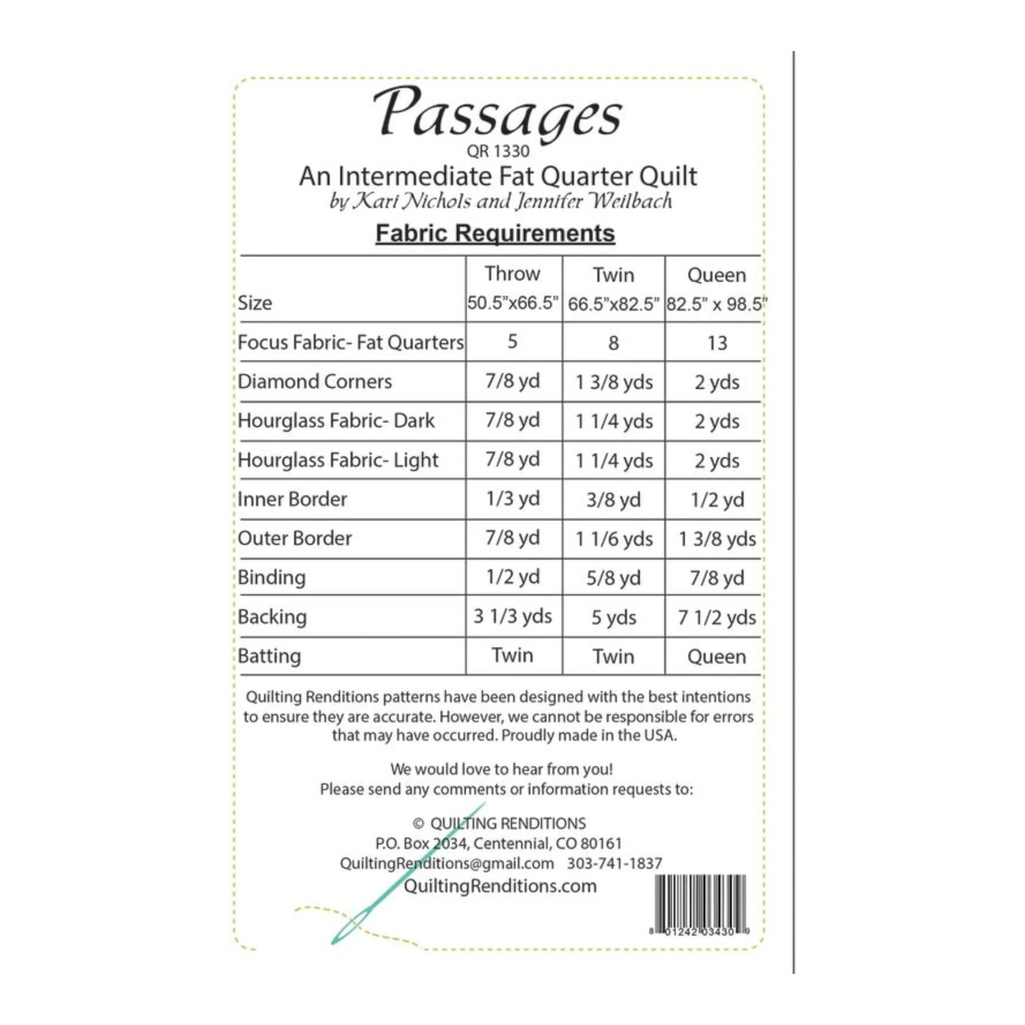 Passages Quilt Pattern