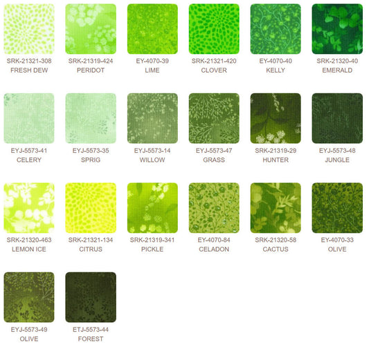Fusions Collection - Evergreen Colourstory 64 mm Strips x 40 sewing and quilting product