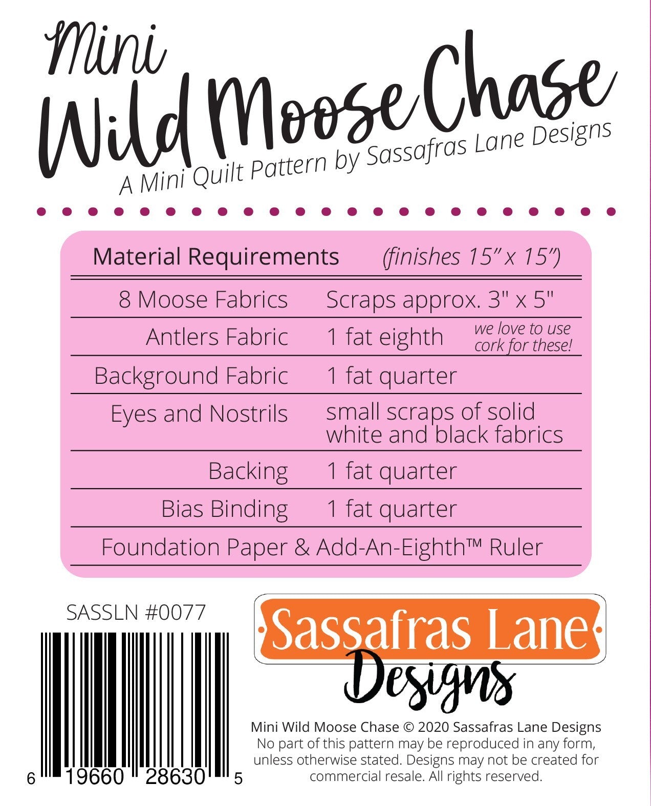 Mini Wild Moose Wall Hanging Pattern