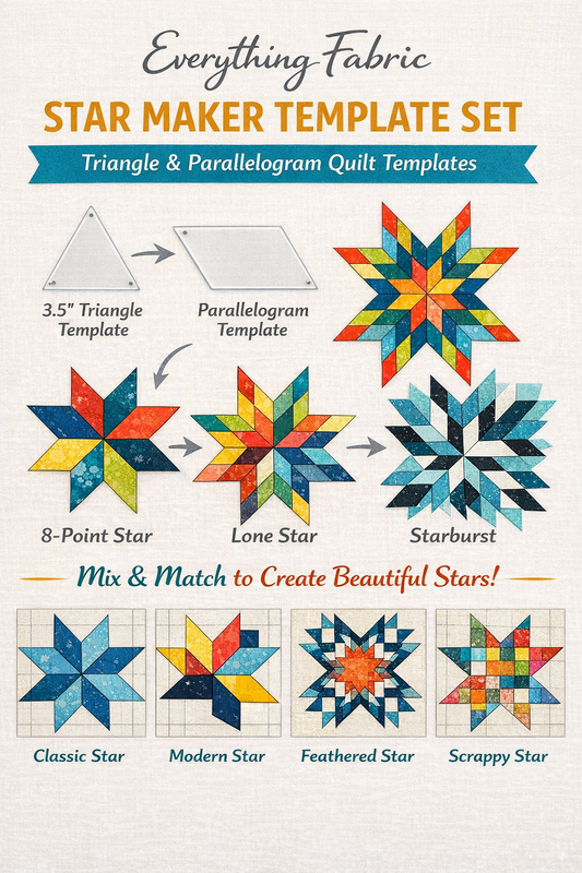 Everything Fabric Star Maker Acrylic Template Set for patchwork, quilting and sewing