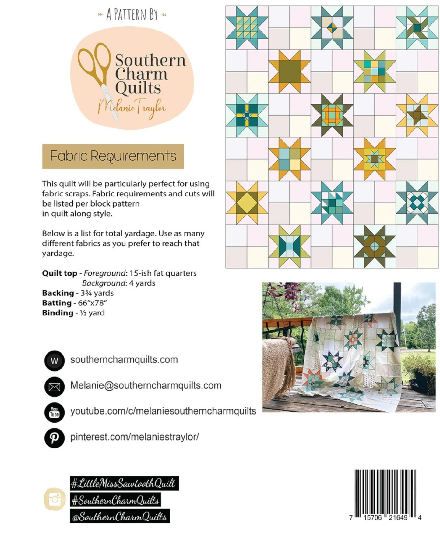 Little Miss Sawtooth Quilt Pattern