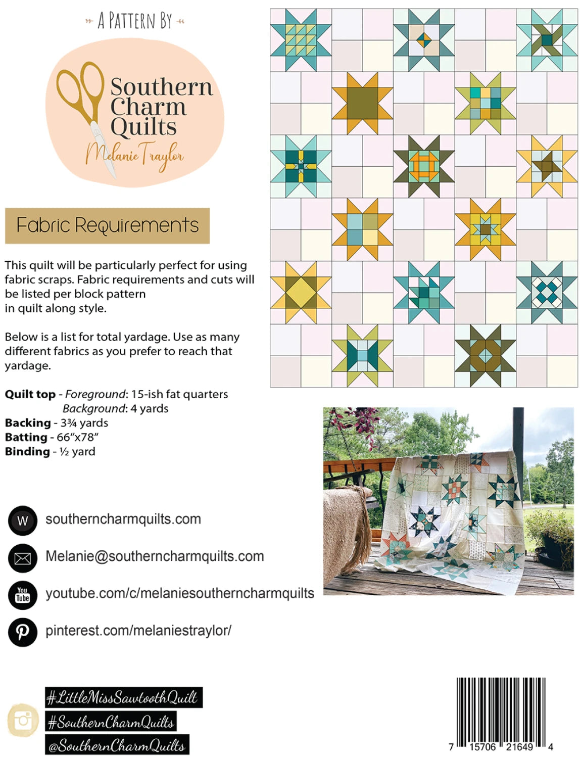 Little Miss Sawtooth Quilt Pattern