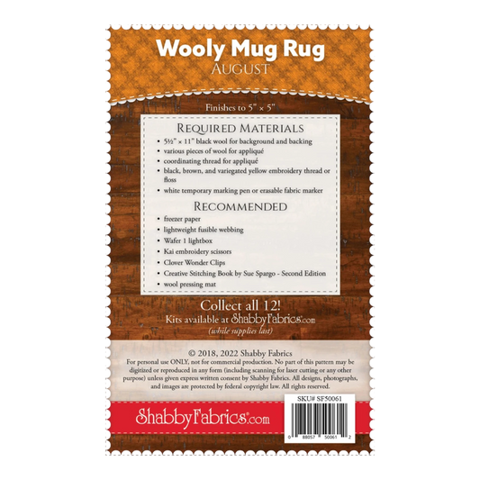 Wooly Mug Rug August Pattern