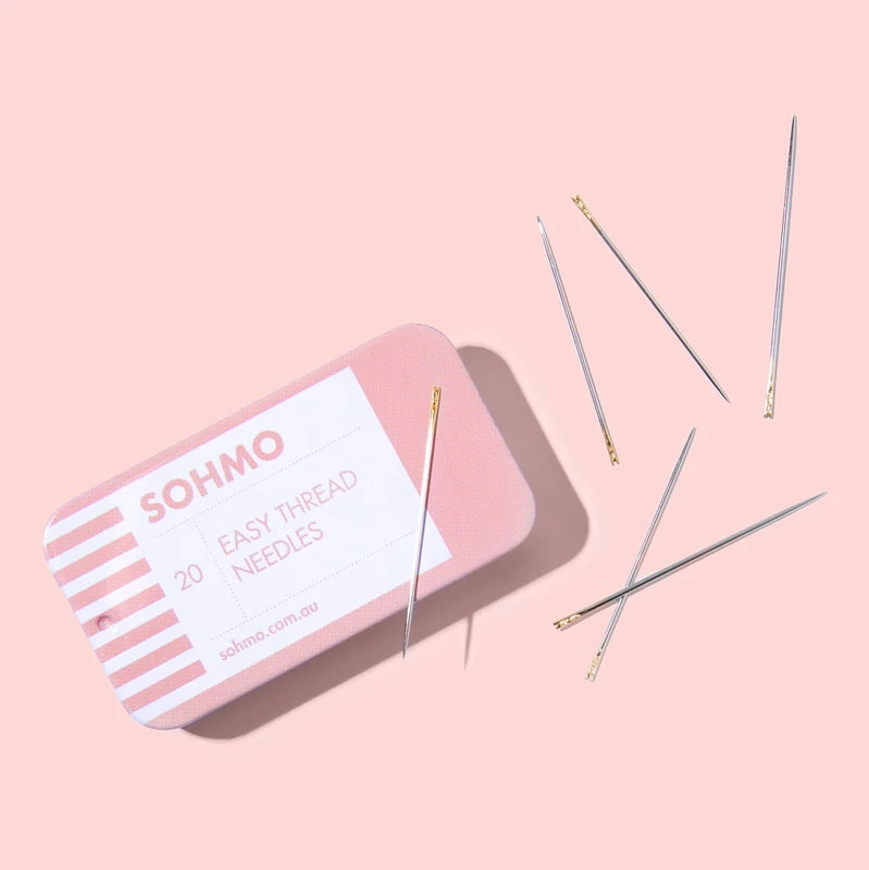 SOHMO Easy Thread Needles - 20 Needles in Sliding Tin , piecing and stitching