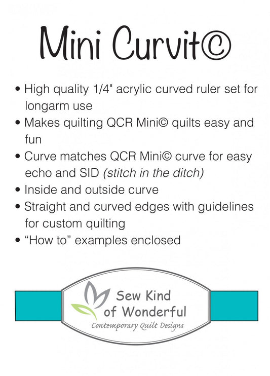 Mini Curvit Ruler for LONGARM Quilting for precise cutting, marking and patchwork