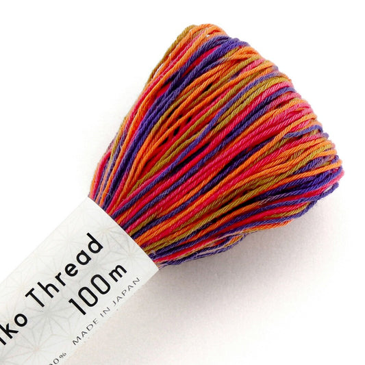 Sashiko Thread Large Skein Colourful Short pitch Variegated Navy, Green and , piecing and stitching