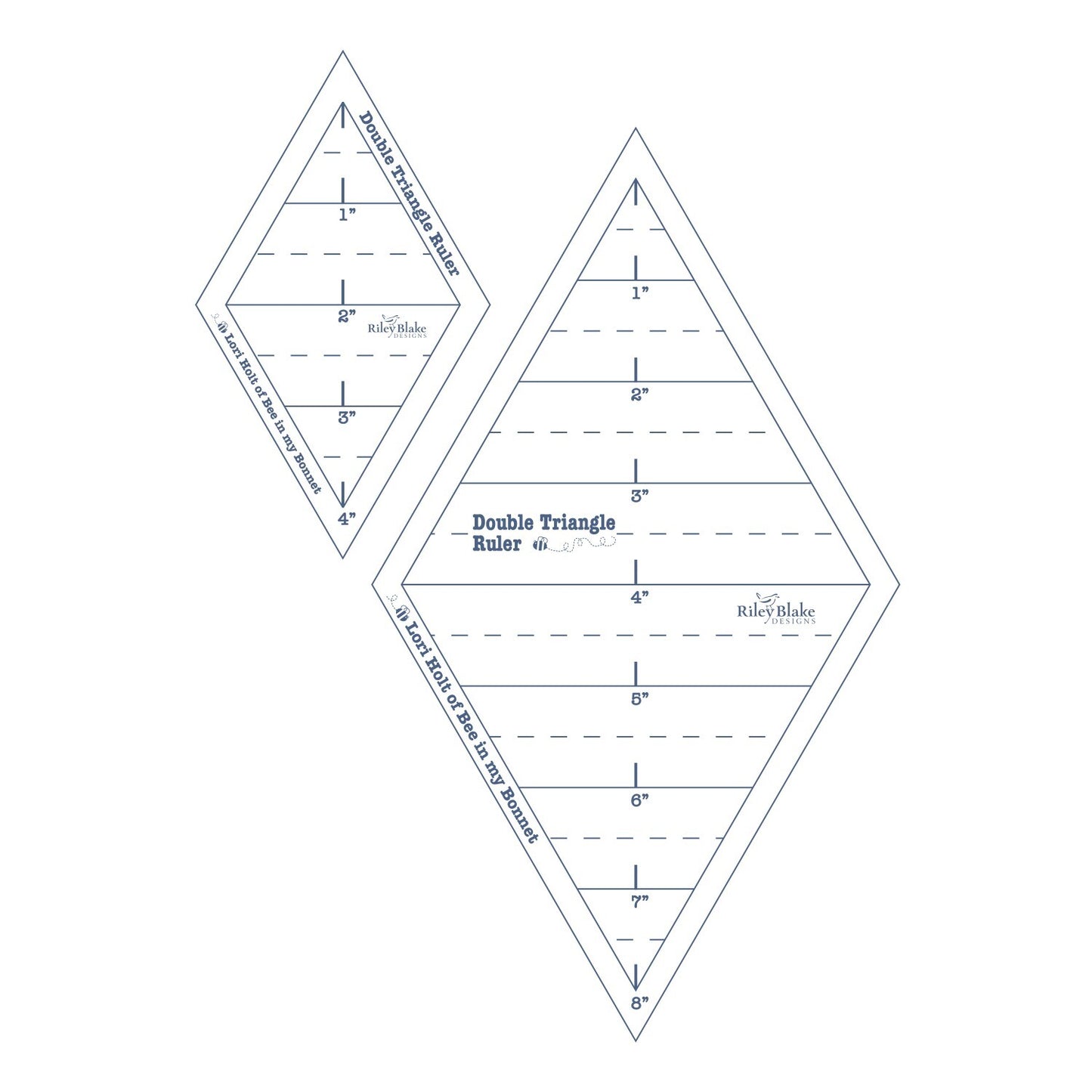 Lori Holt - Double Triangle Ruler - set of 2 for precise cutting, marking and patchwork