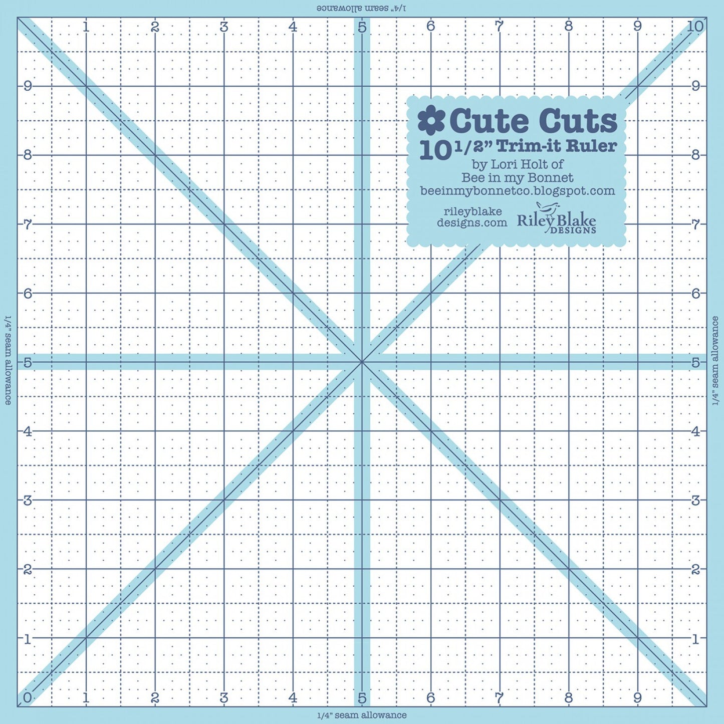 Lori Holt Trim It Ruler Square 267 mm x 267 mm Ruler for precise cutting, marking and patchwork