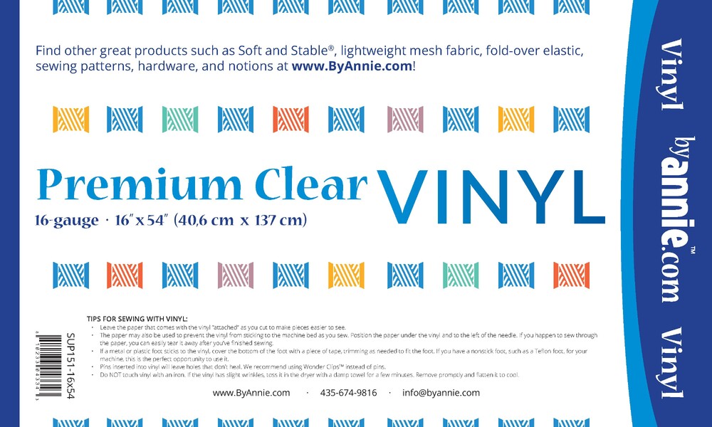 Premium Clear Vinyl - 406 mm x 1372 mm for bag making, sewing and craft projects