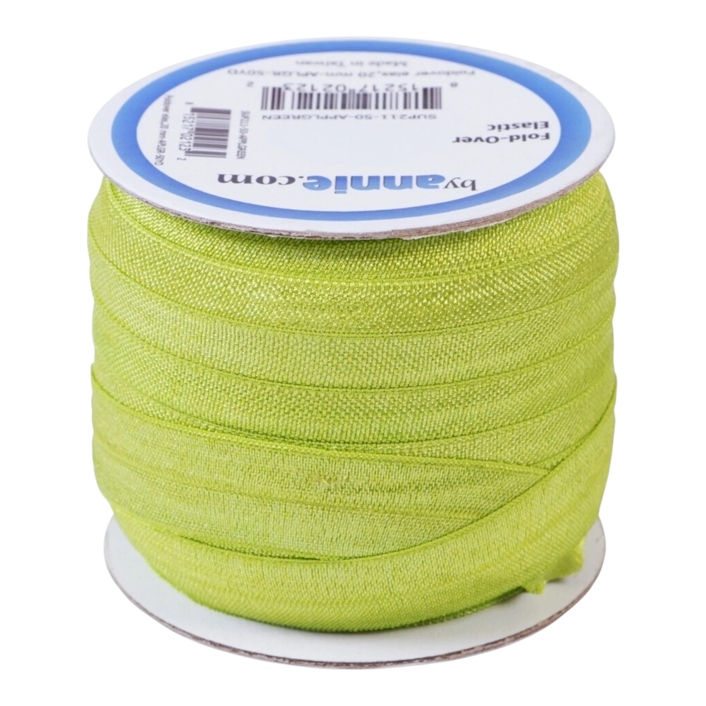 Fold Over Elastic - 19 mm Apple Green for garments, sewing and bag making projects