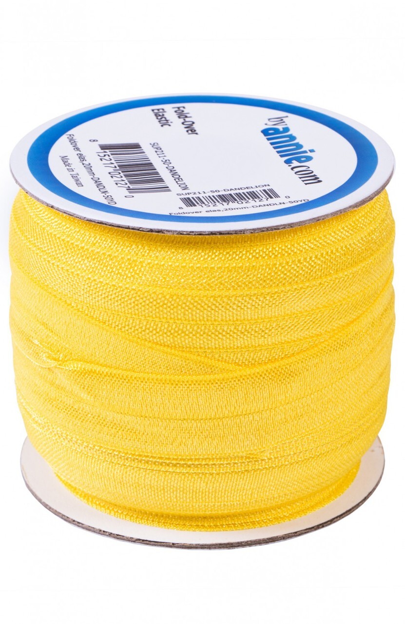 Fold Over Elastic - 19 mm Dandelion for garments, sewing and bag making projects