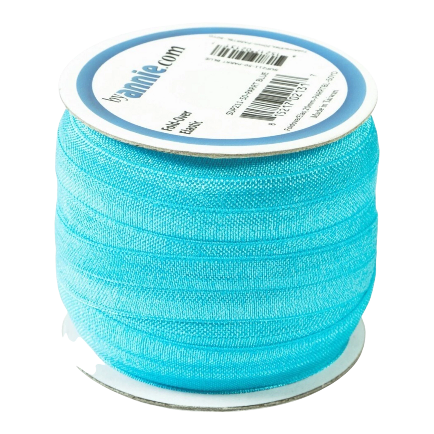 Fold Over Elastic - 19 mm Parrot Blue for garments, sewing and bag making projects
