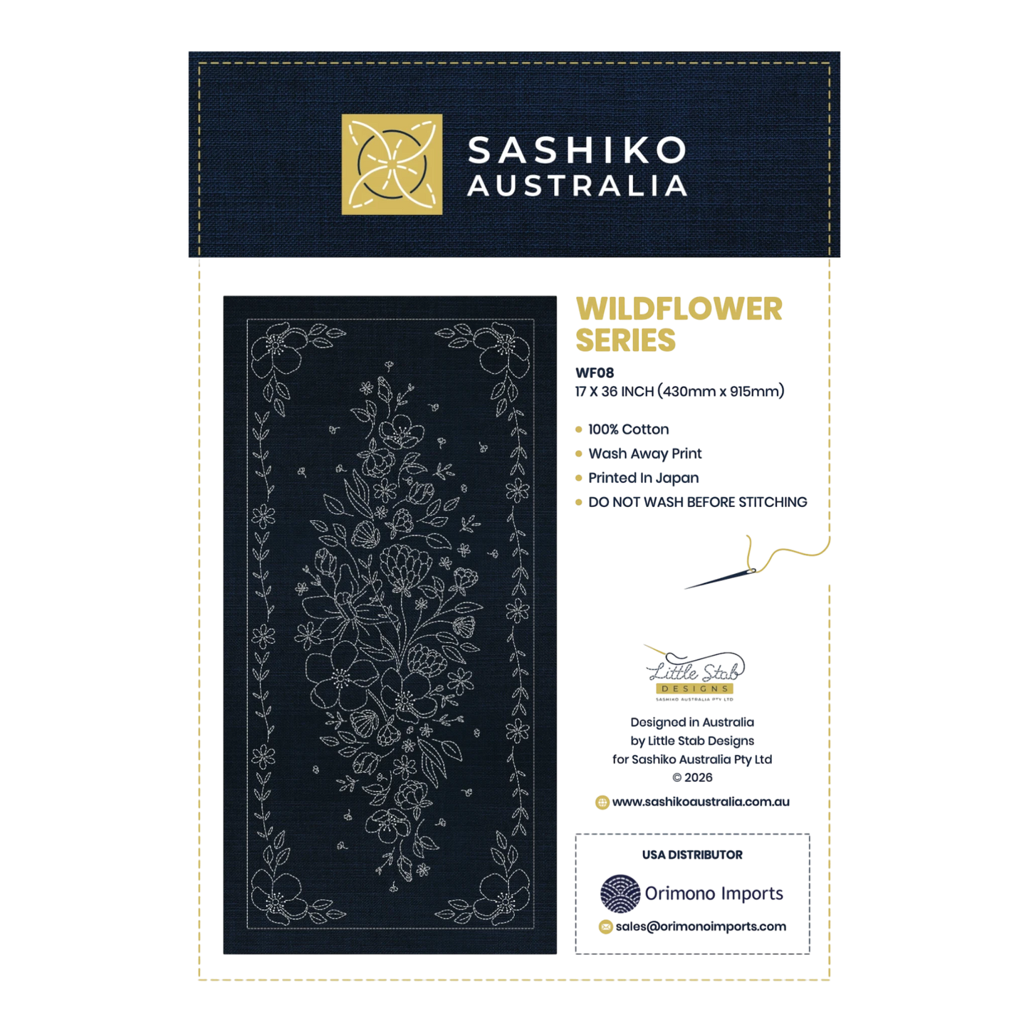 Sashiko Wildflowers 8 Panel Seeded Cream