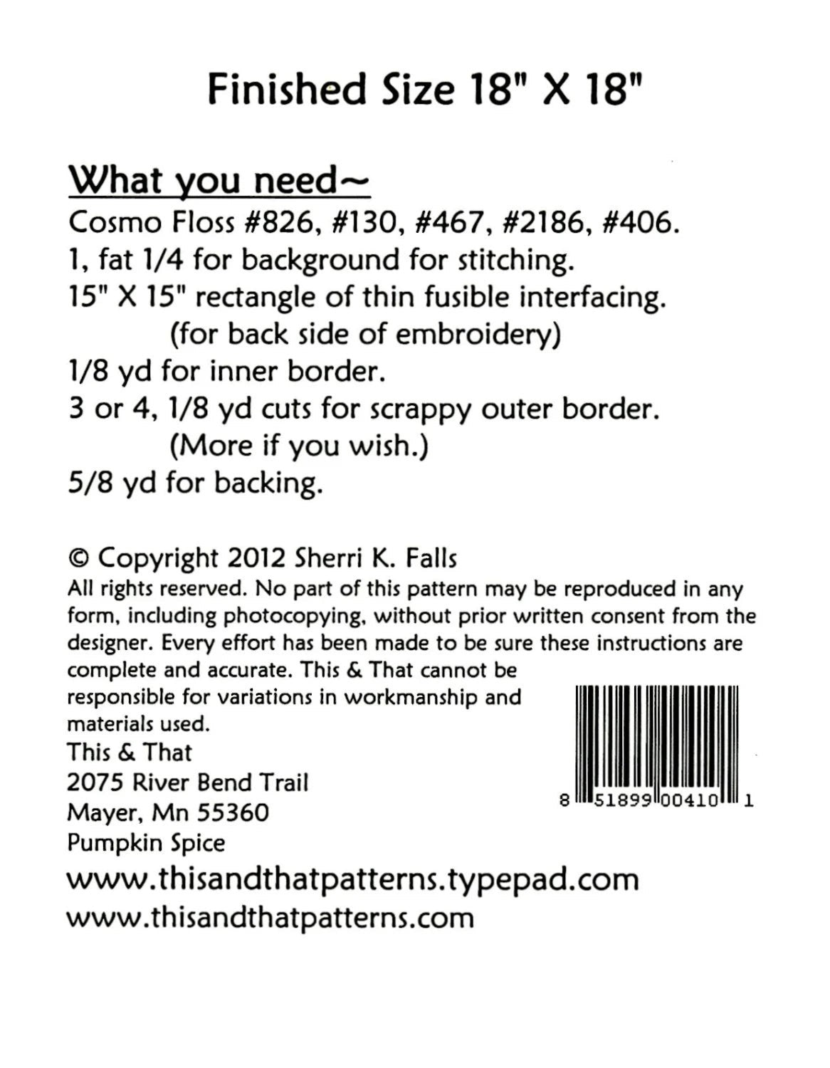 Little Scraps - Pumpkin Spice Table Topper Pattern