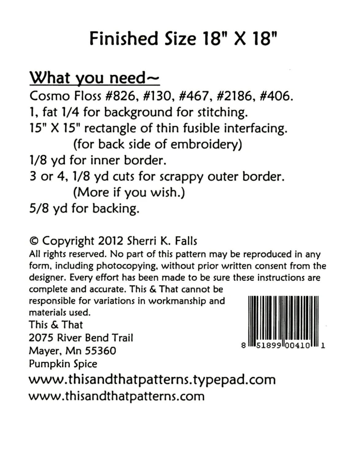Little Scraps - Pumpkin Spice Table Topper Pattern