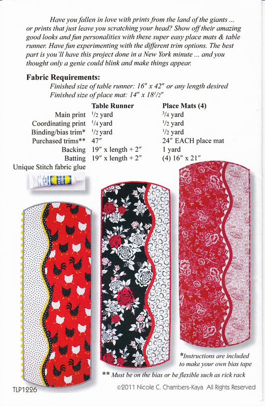 Fundamentally Fun Table Runner & Place Mats Pattern , quilting and craft projects