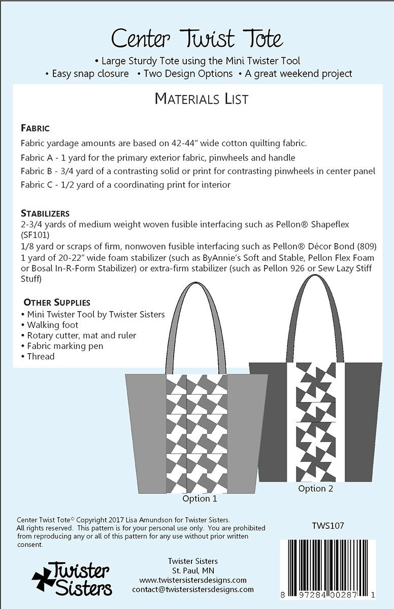 Center Twist Tote by Twister Sisters