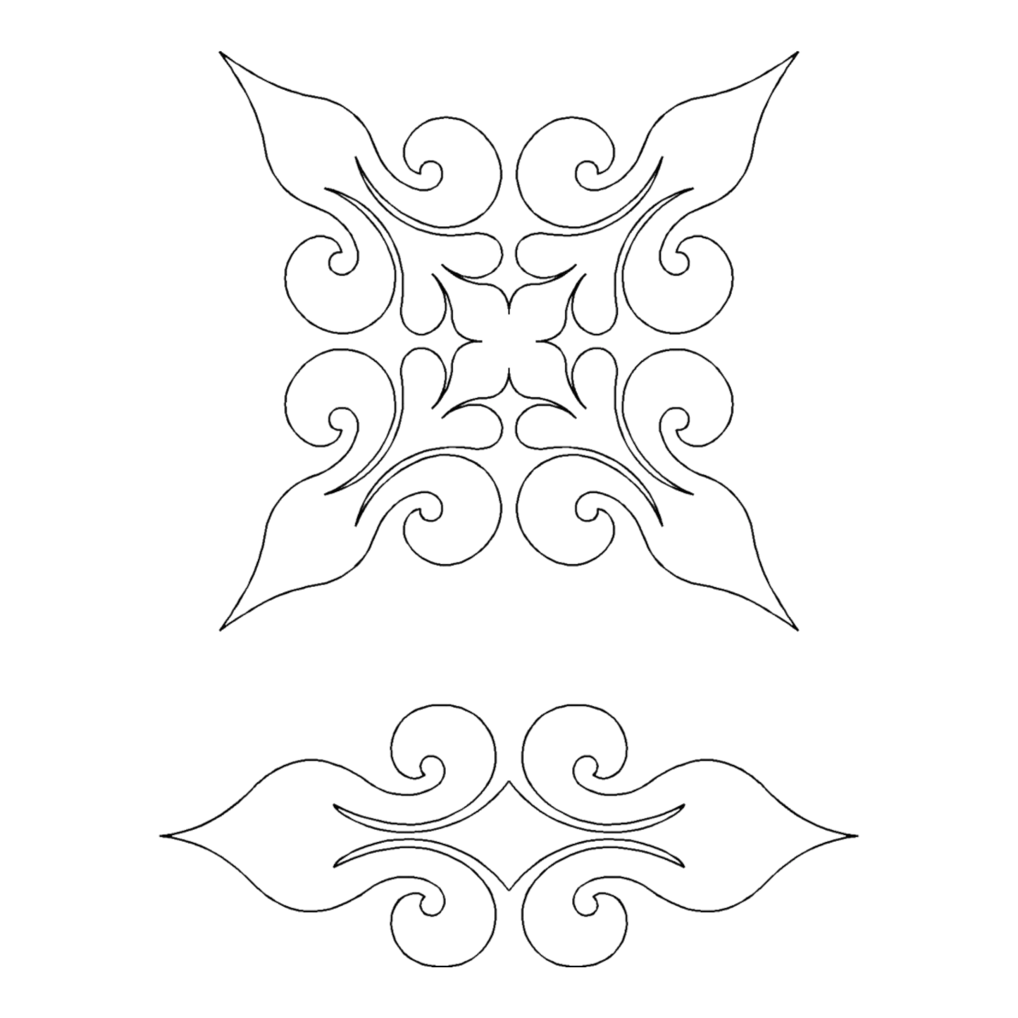 Quilting Stencil Baroque - Double Wedding Ring Block 152 mm for precise cutting, marking and patchwork