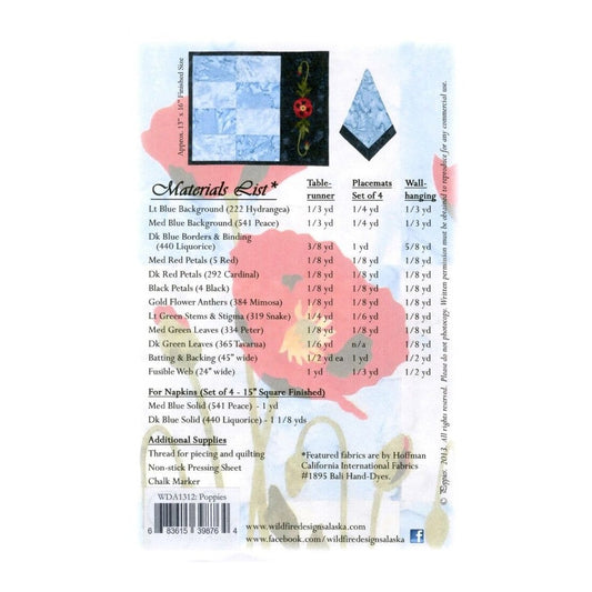 Poppies Applique Wall Hanging Pattern