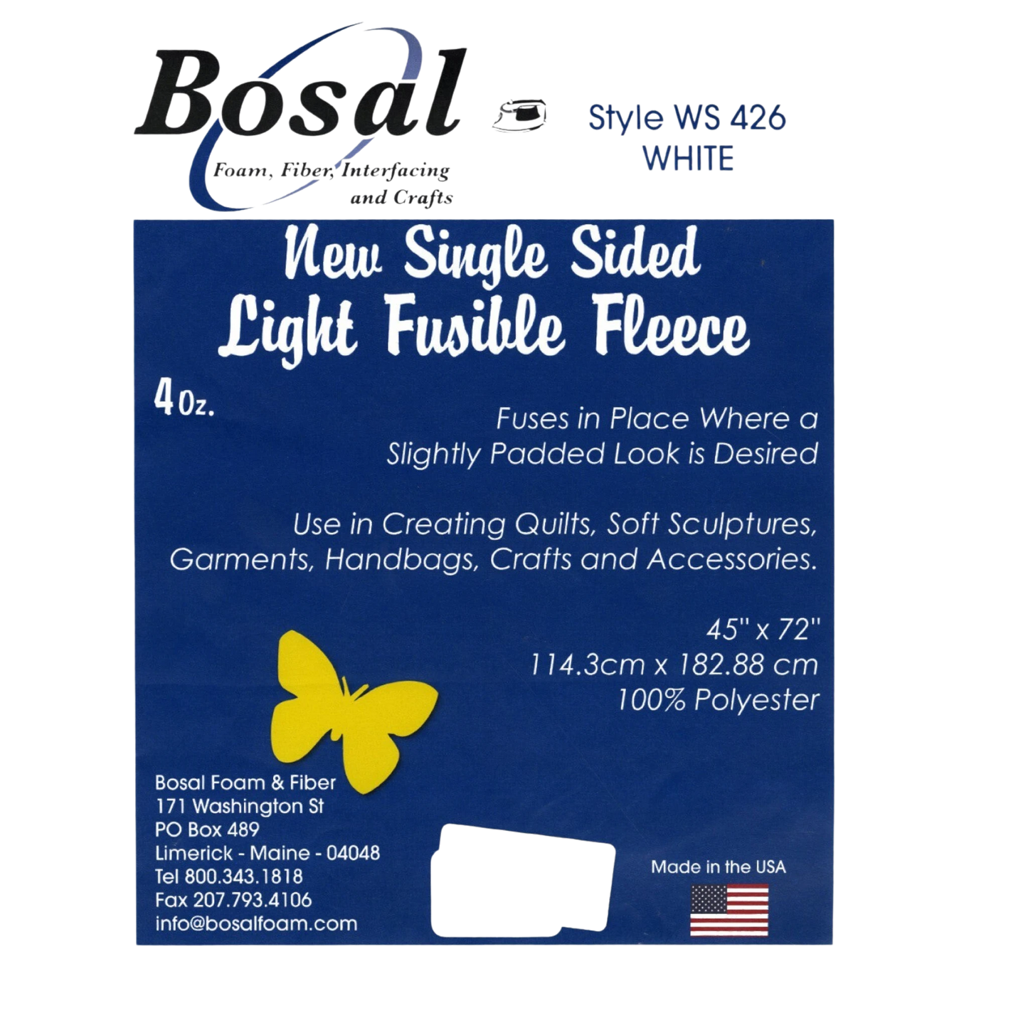 Bosal Single Sided Light Fusible Fleece for applique, sewing and craft projects