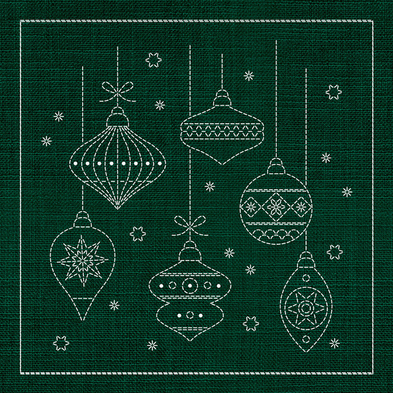 Sashiko Australia Christmas Decorations GREEN , piecing and stitching
