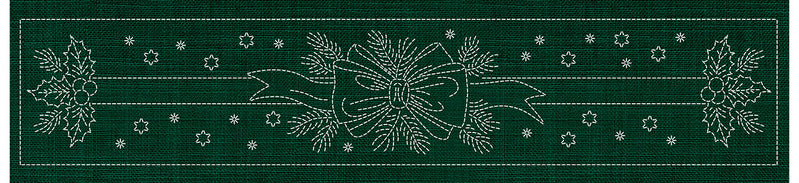 Sashiko Australia Holly and Ribbon Runner GREEN , piecing and stitching