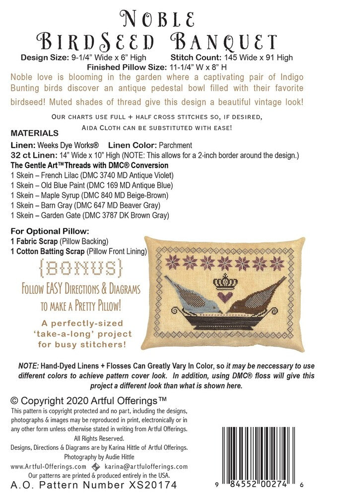 Noble Birdseed Banquet Cross Stitch Pattern