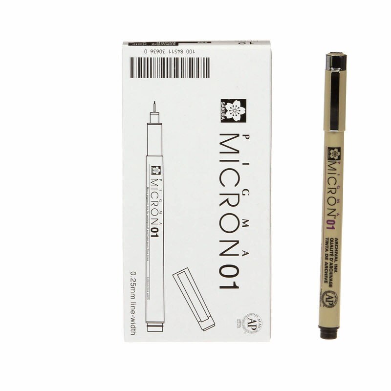 Pigma Micron Pen Black .25 mm Size 01 , sewing and fabric marking