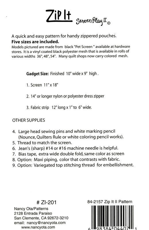 Zip It Pouches (Screen Play 2) Pattern