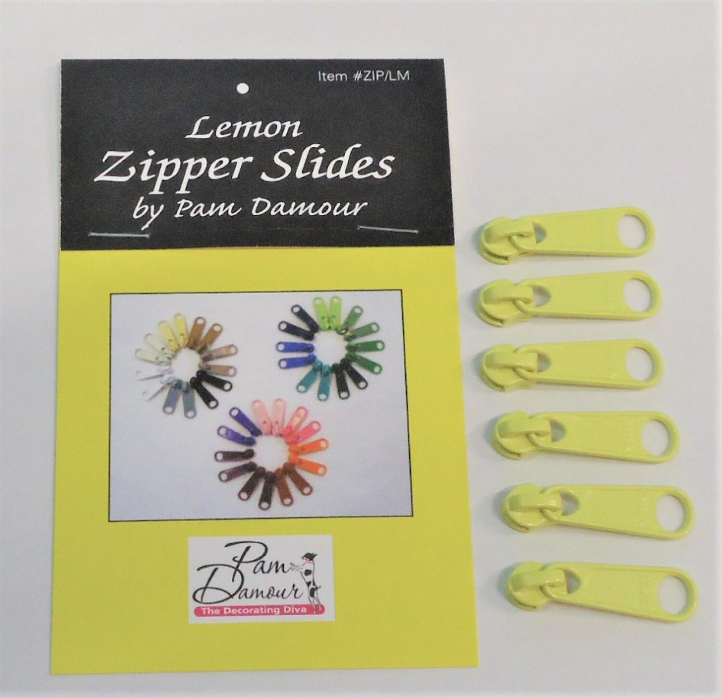 Pam Damour - 6 Zipper Slides Lemon